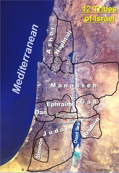 mappa 12 tribù d'israele